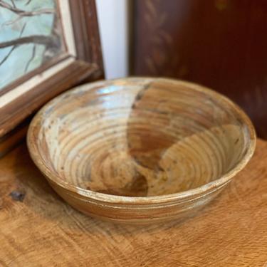 Vintage Studio Pottery Ceramics Signed Rustic Swirl Glaze Textured Retro Mid Century Modern Deco Tray Bowl Planter 