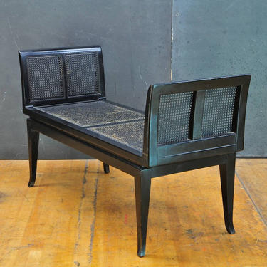 1960s Black Cane Bench Settee 