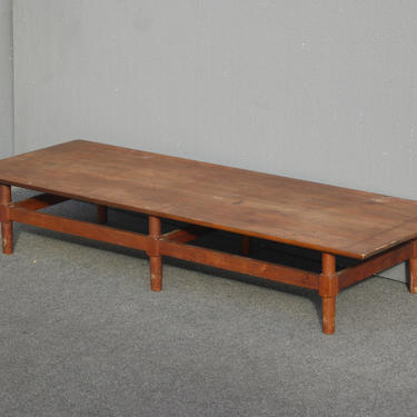 Vintage Danish Modern Style Low Profile Long Solid Wood Coffee Table 