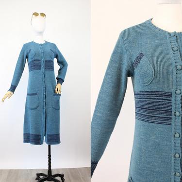 1970s KNIT duster dress small medium | new knitwear 