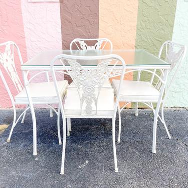 Palm Beach Chic Floral Outdoor Dining Table Set