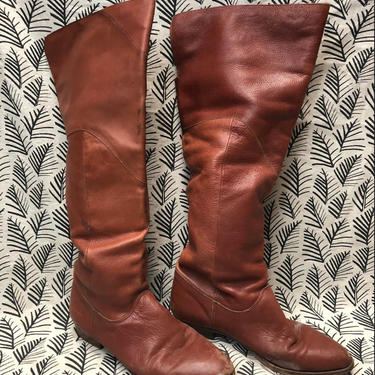 Vintage Brown Leather Over the Knee Boots 