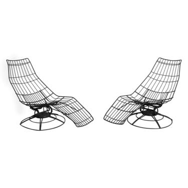 Vintage Mid Century Wire Banana &amp;quot;Siesta&amp;quot; Lounge Chair by Homecrest, Pair 