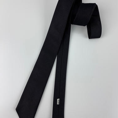 1960'S Solid Black Tie - DAMON Label - Mod Styling - All Quality Silk - Mint Condition 