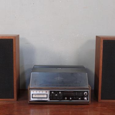 1970s Record &amp; 8-Track Stereo System With Speakers