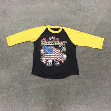 Vintage Beach Boys Raglan Tee Retro 1980s RARE + Tour Shirt + Atlantic City + Fourth of July Concert + Size Large + Graphic T-Shirt 
