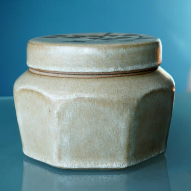 Studio Pottery Box Faceted Octagon Vessel - Vintage Ceramic - Modernist Decor 