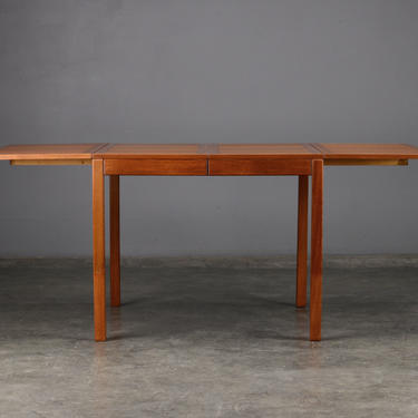Square-to-Rectangle Expanding Dining Table Teak Mid Century 