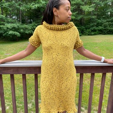 Vintage Yellow 1950s/60s Knit Dress, Summer, Spring, Small, Medium 