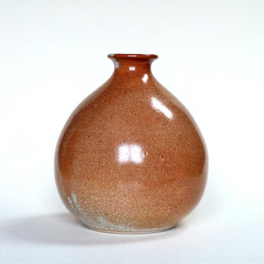 Studio Pottery Shino Glaze Crackle Mingei Bud Vase Weed Pot - Japanese Ceramics - Mid Century Modern 