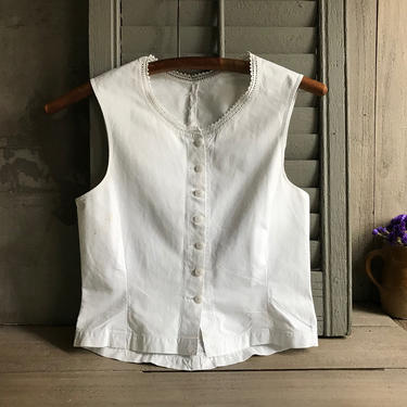 French White Linen Camisole, Cache Corset, Bodice, Summer Blouse, 2 Available 