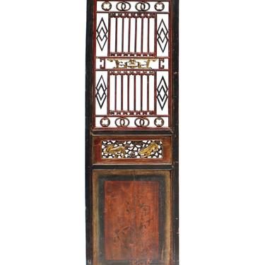Chinese Gold Red Brown Graphic Carving Wood Decor Panel cs4042E 