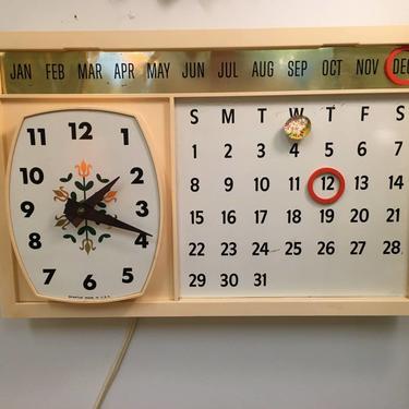 Vintage Mid Century Clock Calendar