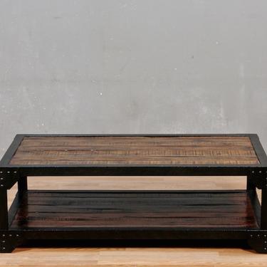 Contemporary Iron &amp; Wood 2-Tier Coffee Table – ONLINE ONLY