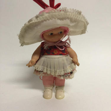 Vintage Kewpie Doll with Original Clothes Big Hat Kitsch Doll 