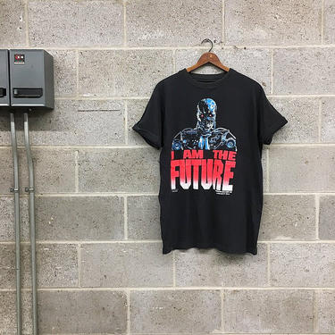 Vintage Terminator 2 1991 Tee Shirt &amp;quot;I Am The Future&amp;quot; RARE Retro Unisex Collector's Graphic T-Shirt + Black + Red + Great Vintage Condition 