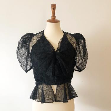 1930s Lace Puff Sleeve Blouse