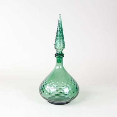 Vintage green decanter with stopper 