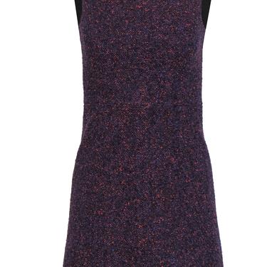Theory - Red, Navy & Purple Tweed Sheath Dress Sz 0