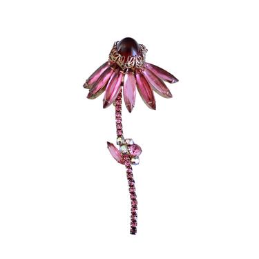 1960s SIGNED Juliana Bright Pink Rhinestone Flower Brooch - Vintage Juliana Flower Brooch - Vintage Pink Rhinestone Brooch - Vintage Brooch 
