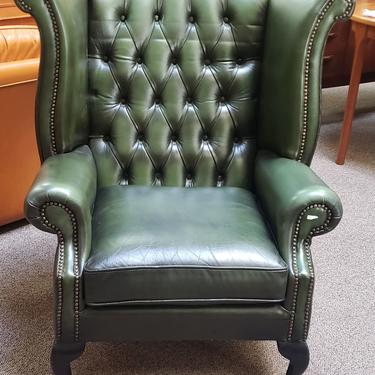 Item #W7 Vintage Genuine Leather Chesterfield Arm Chair Circa Late 20th Century