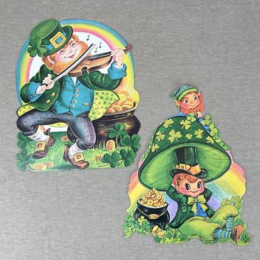 St. Patrick's Day Eureka die cuts - a pair - vintage 1970s ephemera 