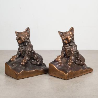 Bronze Plated Scotty Dog Bookends c.1940