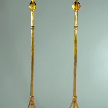 After Alberto Giacometti pair of gold-leafed bronze floor lamps (#1496)