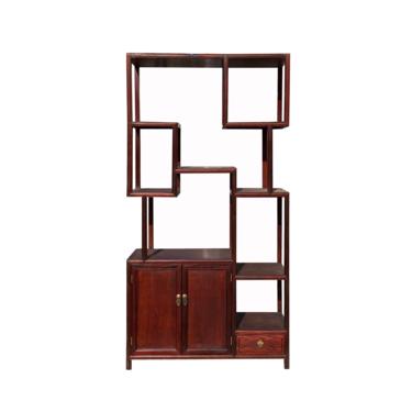 Chinese Light Brown Stain Treasure Display Curio Cabinet Room Divider cs7156E 