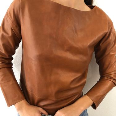 Vintage Ralph Lauren Brown Leather Polo Shirt 