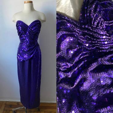 60s Lillie Rubin Purple Sequin Gown 