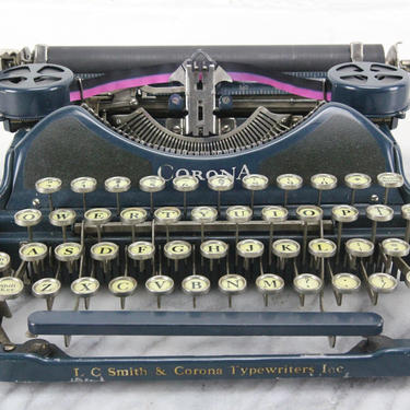 Corona 4 Portable Typewriter in Channel Blue, Made in USA, 1927 