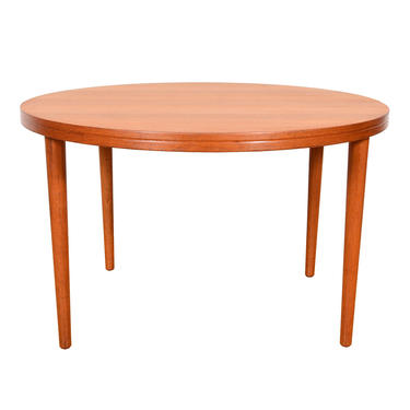 Swedish Modern Teak Round-to-Oval Dining Table + Adj Leg Placement