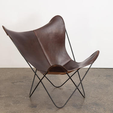 Tobacco Leather Hardoy Butterfly Chair for Knoll 