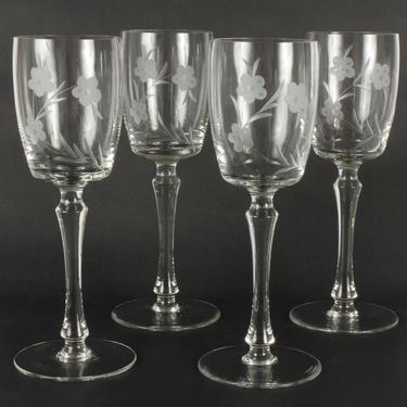Vintage Glassware, Cristal Glassware, Etched Crystal, Vintage Wine Glasses, Vintage, Glassware, Barware, Home Decor, Wine Glassware,Set of 4 