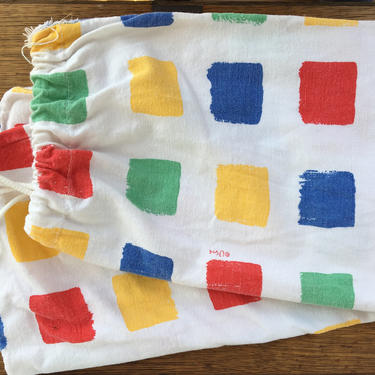 Vintage Vera Neumann Laundry Bag, Vera Drawstring Bag, Rainbow Primary Color Blocks, Clothing Bag 