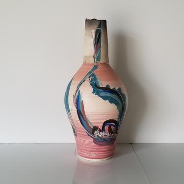 1990 Vintage Pettigrew Hand Painted Southwestern Pottery Vase. 