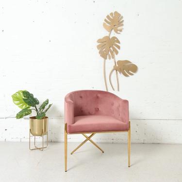 Celine Dusty Pink Velvet and Brass Club Chair
