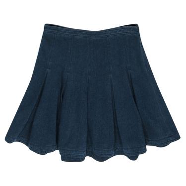 Diane von Furstenberg - Dark Denim Pleated A-Line Circle Skirt Sz 6