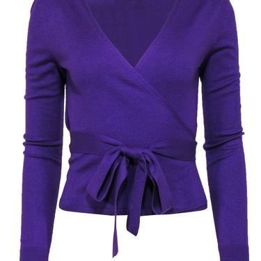 Diane von Furstenberg - Purple Silk & Cashmere Blend Wrap Cardigan Sz S