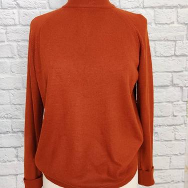 Vintage 70s Designers Original Sweater // Soft Rust Orange Long Sleeved Pullover 