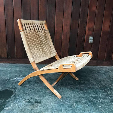 Vintage Rope Chair Danish Folding Lounge Mid-Century Wegner style Mid-Century Modern 1960s 