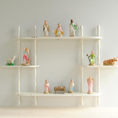 Vintage White Wood Shelf, Wooden Wall Shelf, Small Shelf, Spice Rack, Curio Shelf 