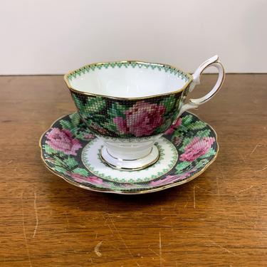 Vintage Royal Albert Needle Point Tea Cup and Saucer 