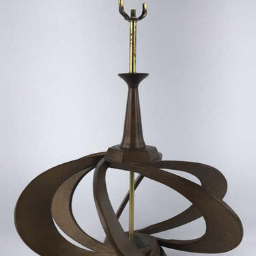 Sculptural walnut atomic lamp