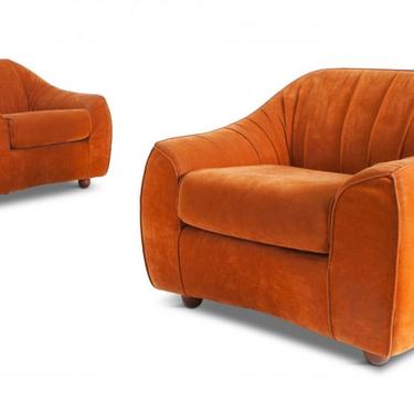Orange Suede Easy Chairs