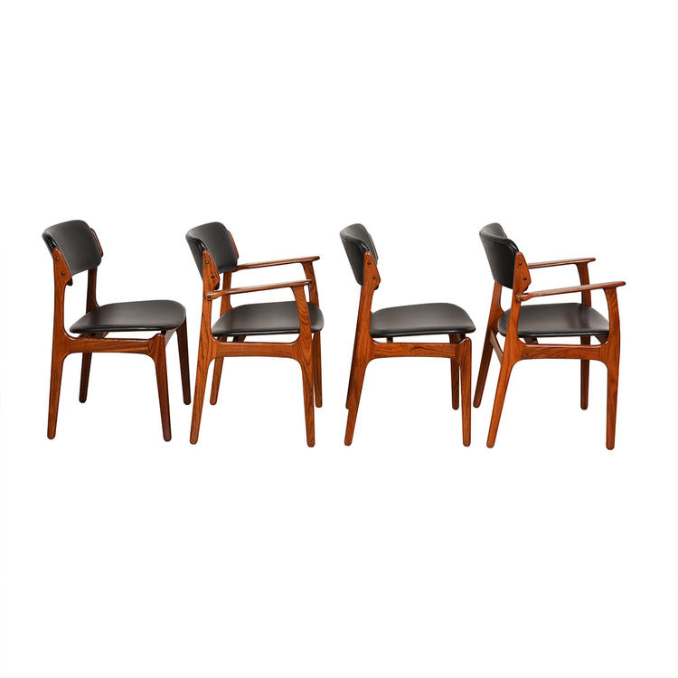 Set of 4 (2 Arm + 2 Side) Danish Rosewood Erik Buch Dining Chairs