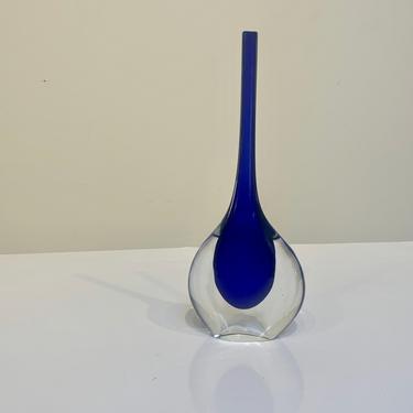 Mid Century Murano Blue Vase by Flavio Poli for Seguso 