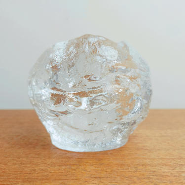 Vintage Kosta Boda Crystal Votive Candle Holder | Medium 3&amp;quot; Snowball | Ann Warff | 1970s 