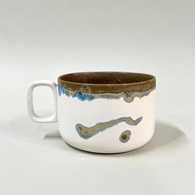 NEW Oversized Ceramic Mug - White/Blue (Pottery, cup, stoneware, handmade, coffee, matte) 